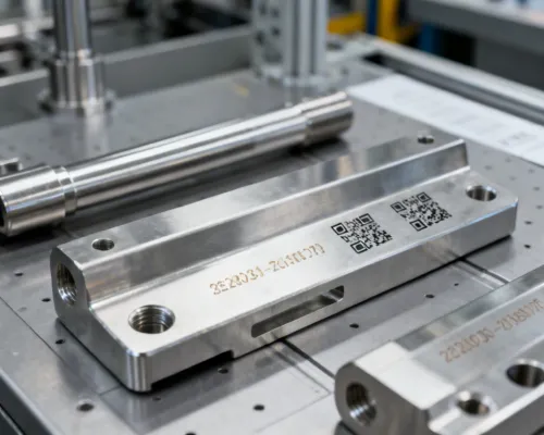 Laser marked serial numbers on industrial parts